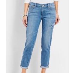 Talbots, Flawless Girlfriend Flora Embroidered Jeans, Size 10